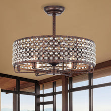 Load image into Gallery viewer, 27" Crystal Chandelier Crystal Shade Ceiling Fan with Remote Control 6 Wind Speeds, 1H/2H/4H Timer