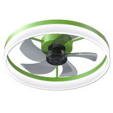 Carregar imagem no visualizador da galeria, 19.7" Simple LED Ring Chandelier Fan Modern Recessed Ceiling Light Chandelier Green Ceiling Fan Light