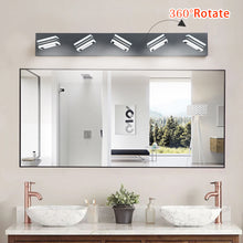 Carregar imagem no visualizador da galeria, 32" Black Vanity Light Modern Bathroom LED Mirror Light Rectangular 5 Lights