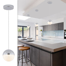 Cargar imagen en el visor de la galería, Simple Linear Chandelier Modern Chrome LED Spherical Chandelier Dimmable