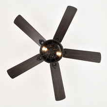 Load image into Gallery viewer, 52'' Farmhouse Ceiling Fan Dual Finish Blades Industrial Fandelier --Matte Black