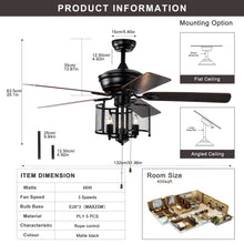 Load image into Gallery viewer, 52'' Farmhouse Ceiling Fan  5PCS  Dual Finish Blades Industrial Fandelier