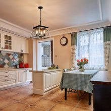Load image into Gallery viewer, Oak Farmhouse Lantern Chandelier Dining Room Vintage Chain Chandelier (No Bulbs)