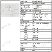 Load image into Gallery viewer, 52'' Low Profile Ceiling Fan , White Modern Ceiling Fans with Remote Control --Matte White