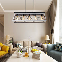 Lade das Bild in den Galerie-Viewer, 31.5" White Farmhouse Chandelier Dining Room Rectangular Island Light Metal Chandelier