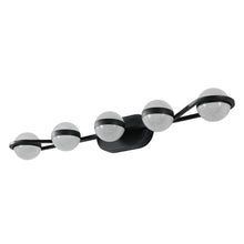 Load image into Gallery viewer, 35.4" Modern Bathroom Black Mirror Light Wall Mounted Vanity Light Globe 5 Lights