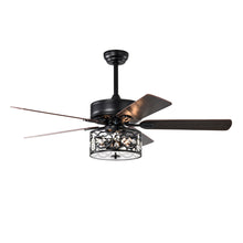 Load image into Gallery viewer, 52" Crystal Chandelier Fan with Lights and Remote Control, Modern Ceiling Fan with Dual Finish Reversible Blades, Fandelier, Matte Black
