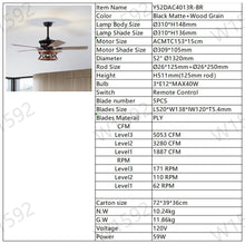 Load image into Gallery viewer, 52" Farmhouse Ceiling Fan Light 3 Light Ceiling Fan Vintage Drum Pendant Light