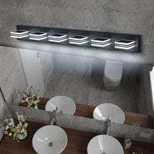 Загрузить изображение в средство просмотра галереи, LED Modern Black Vanity Light Bathroom Acrylic Mirror Front Light Rectangular 6 Lights