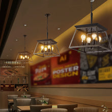 Load image into Gallery viewer, Golden Black Farmhouse Lantern Chandelier Dining Room Vintage Chain Chandelier (No Bulbs)