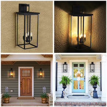 Cargar imagen en el visor de la galería, Black Porch Wall Light Outdoor Lantern Wall Light 4 Lights