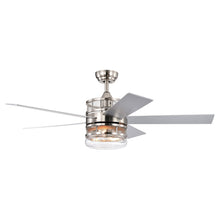 Cargar imagen en el visor de la galería, 52-inch 5-blade Plywood Blades Ceiling Fan ,Dual Lamp Shade Ceiling Fan with Remote Control (Optional Remote) - Satin Nickel