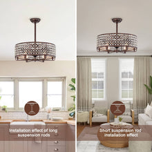 Load image into Gallery viewer, 27" Crystal Chandelier Crystal Shade Ceiling Fan with Remote Control 6 Wind Speeds, 1H/2H/4H Timer