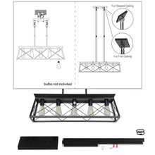 Load image into Gallery viewer, 31.5" Black Farmhouse Chandelier Dining Room Rectangular Island Light Metal Chandelier