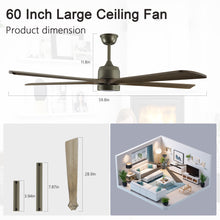 Загрузить изображение в средство просмотра галереи, 60" Modern Ceiling Fan Light Olive Green Wood Ceiling Fan 6 Speed Silent Reversible Ceiling Fan