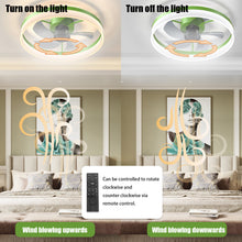 Carregar imagem no visualizador da galeria, 19.7" Simple LED Ring Chandelier Fan Modern Recessed Ceiling Light Chandelier Green Ceiling Fan Light