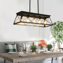 Load image into Gallery viewer, 31.5" Black Farmhouse Chandelier Dining Room Rectangular Island Light Metal Chandelier