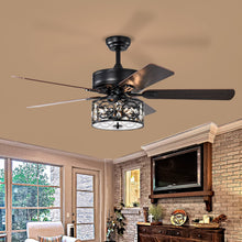 Load image into Gallery viewer, 52" Crystal Chandelier Fan with Lights and Remote Control, Modern Ceiling Fan with Dual Finish Reversible Blades, Fandelier, Matte Black
