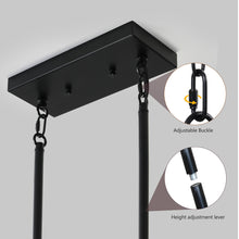 Charger l'image dans la galerie, 31.5" Black & Red Farmhouse Chandelier Dining Room Rectangular Island Light Metal Chandelier (No Bulb)