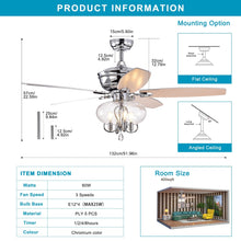 Load image into Gallery viewer, 52" Glass Chandeliers Fan with Remote, Classic, Glam, Traditional, Transitional, Chrome