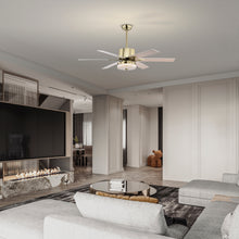 Load image into Gallery viewer, 52" Modern Style Ceiling Fan Light Gold LED Ceiling Light Remote Control 3 Speed Reversible Silent Ceiling Fan, 1h/4h/8h Timer