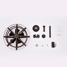 Load image into Gallery viewer, 21" Matte Black Cage Ceiling Fan Industrial Style Remote Control Ceiling Fan Light Kit 3-Speed Timer Ceiling Fan