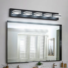 Carregar imagem no visualizador da galeria, 32" Black Vanity Light Modern Bathroom LED Mirror Light Rectangular 5 Lights