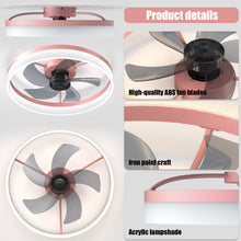 Загрузить изображение в средство просмотра галереи, 19.7&quot; Simple LED Ring Chandelier Fan Modern Recessed Ceiling Light Chandelier Pink Ceiling Fan Light
