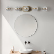 Load image into Gallery viewer, 35.4&quot; Modern Bathroom Gold Mirror Light Wall Mounted Vanity Light Globe 5 Lights
