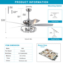 Load image into Gallery viewer, 52&quot; Crystal Ceiling Fan with 5 Reversible Blades Light Kit and Remote Control, 3-Speed (High, Mid,Low) Adjustable
