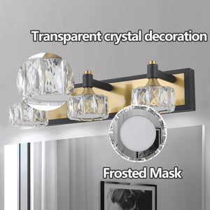 19.7” Luxury Modern Crystal Vanity Light Bathroom Mirror Light LED 3-Light Wall Lighting Fixture