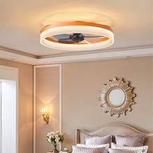 Load image into Gallery viewer, 19.7&quot; Simple LED Ring Chandelier Fan Modern Recessed Ceiling Light Chandelier Orange Ceiling Fan Light
