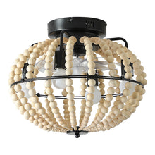 Load image into Gallery viewer, 18&quot; Oak White Beaded Fan Light Wood Beaded Ceiling Light
