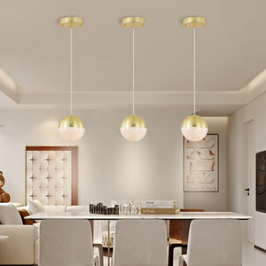 Simple Linear Chandelier Modern Gold LED Spherical Chandelier Dimmable