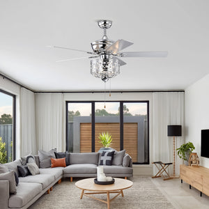 52-inch Indoor Ceiling Fan with Pull Chain, Reversible AC motors , Pull Chain--Chrome (No Include Bulb)