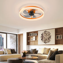 Load image into Gallery viewer, 19.7&quot; Simple LED Ring Chandelier Fan Modern Recessed Ceiling Light Chandelier Orange Ceiling Fan Light
