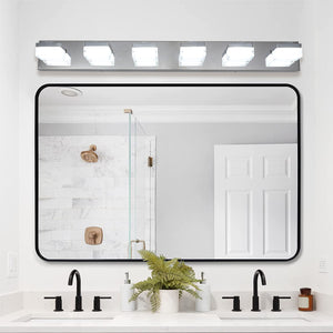 38.2" Chrome Vanity Light Modern Bathroom LED Mirror Light Rectangular 6 Lights