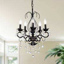 Load image into Gallery viewer, 18&quot; Classic Vintage Chandelier, Crystal Chandelier, Matte Black Candle Chandelier
