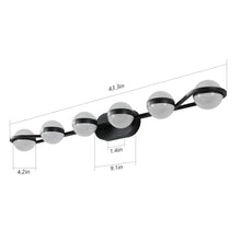 Load image into Gallery viewer, 43.3&quot; Modern Bathroom Black Mirror Light Wall Mounted Vanity Light Globe 6 Lights
