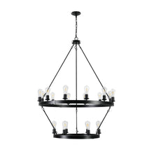 Load image into Gallery viewer, 40.2&quot; Large Vintage Double Round Candle Chandelier Living Room Ceiling Candle Holder Chandelier Black Chain Chandelier
