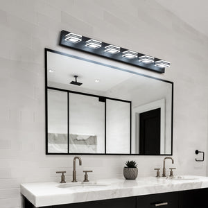 LED Modern Black Vanity Light Bathroom Acrylic Mirror Front Light Rectangular 6 Lights