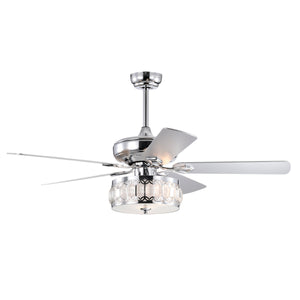 52" 3-Light Chrome Ceiling Fan + Remote, Traditional Farmhouse Rustic Industrial Bohemian Country Cottage Transitional Glam