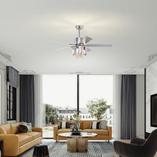 Charger l&#39;image dans la galerie, 52&quot; Crystal Chandelier Chrome Ceiling Fan Light Reversible 3-speed Silent Ceiling Fan
