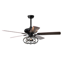 Carregar imagem no visualizador da galeria, 52&quot; Cage Ceiling Fan Light Industrial Style Dark Wood Ceiling Fan
