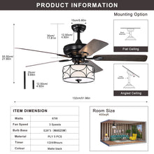 Load image into Gallery viewer, 52&quot; Modern Ceiling Fan with Dual Finish Reversible Blades, Fandelier-Matte Black
