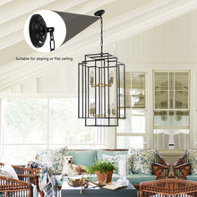 Load image into Gallery viewer, 18.1&quot; Vintage Lantern Chandelier Farmhouse Candle Chandelier (Black &amp; Gold)
