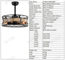 Load image into Gallery viewer, 20.5&quot; Caged Ceiling Fan 5 ABS Blades with  Remote Control,Timer, 3 Speeds Indoor Ceiling Fan for (No include Bulbs)
