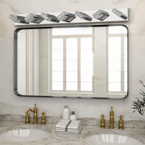 45.3" LED Modern Chrome Vanity Light Bathroom Acrylic Mirror Front Light Rectangular 7 Lights