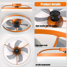 Carregar imagem no visualizador da galeria, 19.7&quot; Simple LED Ring Chandelier Fan Modern Recessed Ceiling Light Chandelier Orange Ceiling Fan Light
