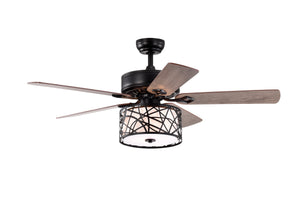 52'' Low Profile Ceiling Fan with Lights (No Include Bulb), Blade Dark Wood Ceiling Fan